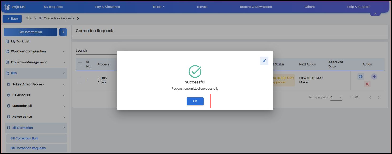 Request Submitted Successfully